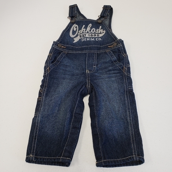 Oshkosh B'Gosh Vestbak Blue Denim Overalls Size 12 Months - Picture 1 of 6
